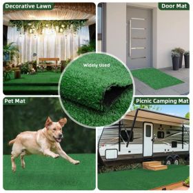 5ft X 10ft Artificial Grass Turf With Drainage Holes, 0.6' Thick Low Pile Fake Lawn Mat With Rubber Backing - Budget-Friendly Indoor Outdoor Pet Grass
