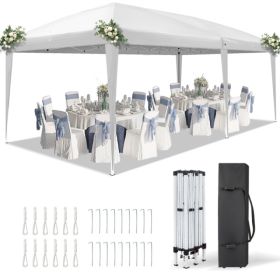 Instant Up Canopy Tent White, No Sidewalls Design, Powder Coated Steel Frame, 10x20mm Crossbar, 210D Oxford Outdoor Folding Tent With Carry Bag, No Sa