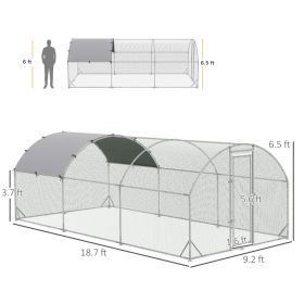 Large Chicken Coop Metal Chicken Run With Waterproof And Anti-UV Cover, Dome Shaped Walk-in Fence Cage Hen House For Outdoor And Yard Farm Use, 1Tube