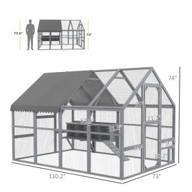 Large Chicken Coop With Nesting Box, Water-Resistant And Anti-UV Cover For 8-12 Chickens, GrayMultiple Packages Shipped. Please Pay Attention To The D