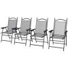 Camping Chairs Set: Portable, Folding, 4 Gray Mesh, Armrests, Outdoor Lawn Comfort & Easy Transport|