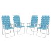 Set of 4 Patio Folding Chairs, Classic Outdoor Camping Chairs, Portable Lawn Chairs w/ Armrests, Blue