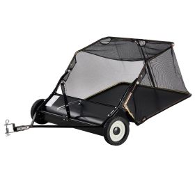 42-inch Lawn Sweeper Tow Behind, 12 cu.ft. Large Pull Behind Grass Sweeper, Heavy Duty Leaf & Grass Collector with Dumping Rope Design