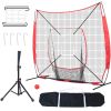 7x7 ft Baseball Softball Practice Net, Portable Baseball Training Net for Hitting Batting Catching Pitching