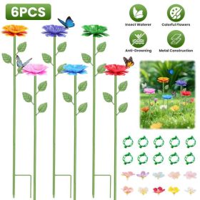 Outdoor Pollinator Water Stakes, Flower Design Bee Butterfly Waterer, Weather Resistant Anti-Drowning Basin For Yard Garden Landscape