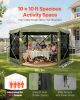 VEVOR Pop up Gazebo Screen Tent, 10 x 10 ft Large 6-Sided Camping Canopy Tent with Removable Top & Carry Bag, Quick-Set & Bite-Proof