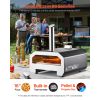 Dual Fuel Pizza Oven Outdoor, 16 in Wood Fire & Propane Gas Pizza Oven, Portable Pellet & Propane Pizza-Maker with Thermometer