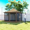 12' x 12' Canopy Tent with Mesh Netting, UPF50+ Pop Up Tent with Carry Bag for Garden, Patio, Beige