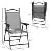 Camping Chairs Set: Portable, Folding, 4 Gray Mesh, Armrests, Outdoor Lawn Comfort & Easy Transport|