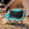 Padded Folding Camp Chair for Adults, Double Camping Chairwith Armrests, Cup Holders, Carry Bag for Outdoor, Green