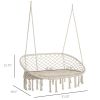 Macrame Hanging Swing Chair, Cotton Rope Seat with Cushion & Metal Frame