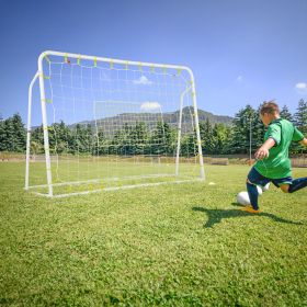 2-in-1 Kids Soccer Rebounder and Soccer Goal with Adjustable Height (Color: White)