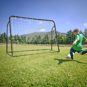2-in-1 Kids Soccer Rebounder and Soccer Goal with Adjustable Height (Color: Black)