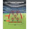 7 x 7 ft Football Trainer Throwing Net, Training Throwing Target Practice Net with 5 Target Pockets